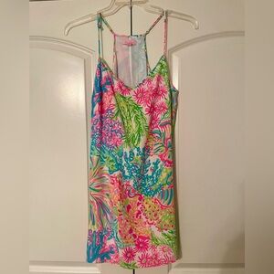 Lilly Pulitzer Dusk Silk Slip Dress in the Lovers Coral print, size L